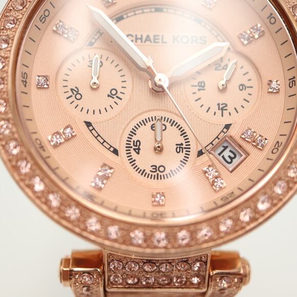 Michael Kors Parker Rose Gold Tone Chronograph 40mm Watch MK5663 w New Battery - Picture 7 of 12